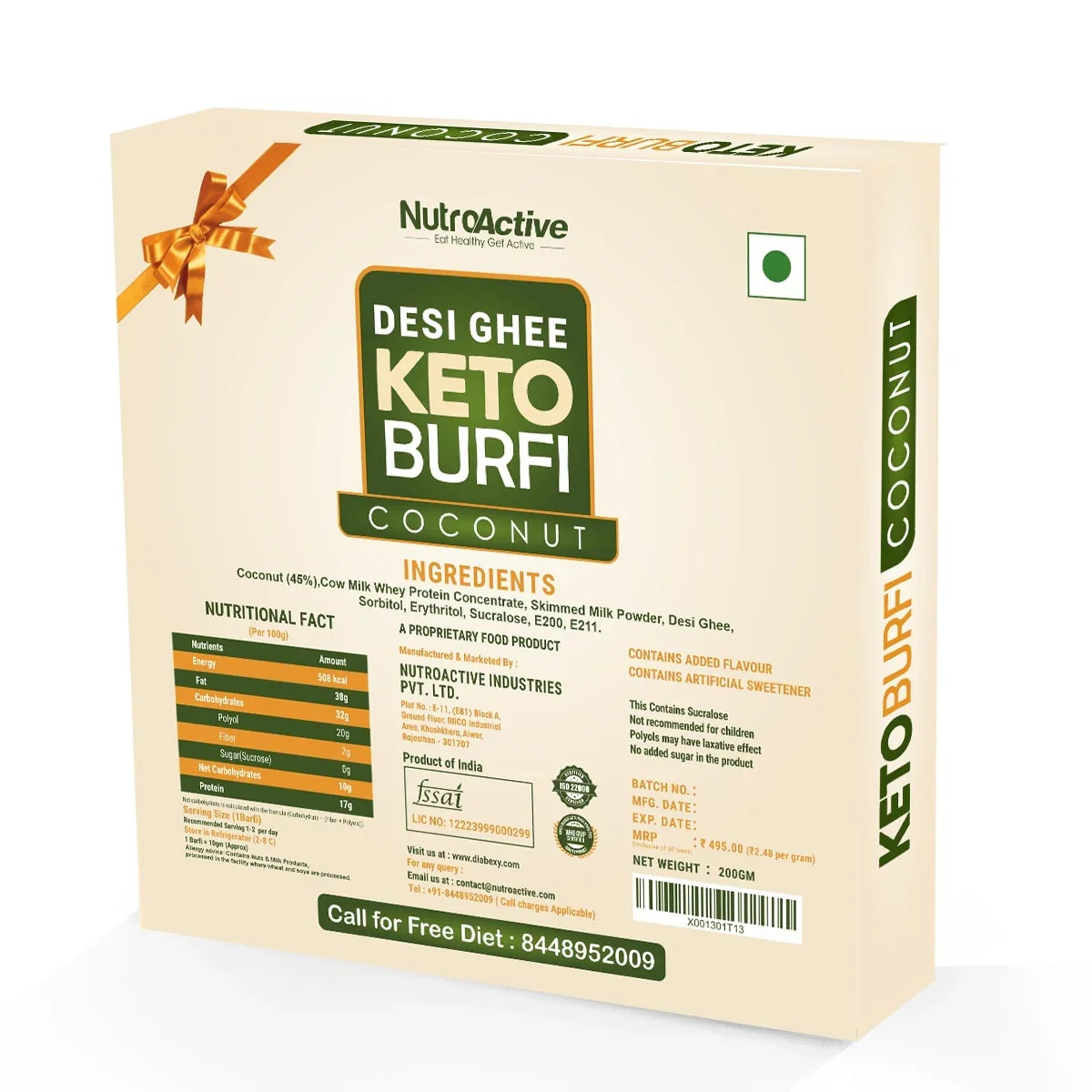 Keto Barfi - Combo Pack - Kaju & Coconut- 200g Each - Image 3