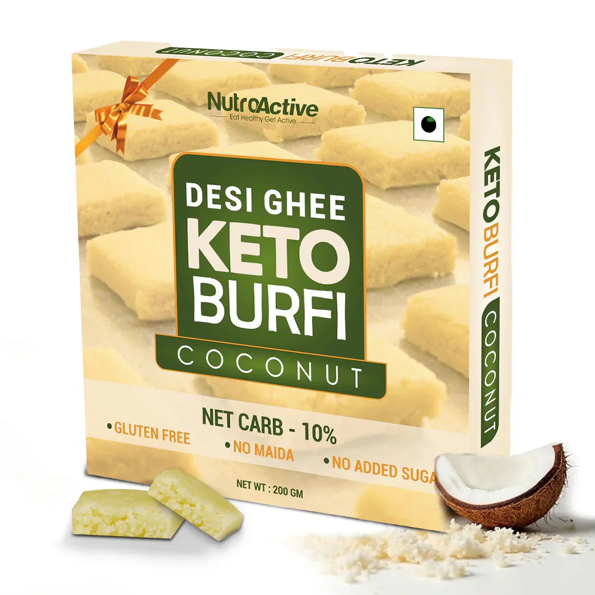 NutroActive Desi Ghee Keto Coconut Barfi- 200g