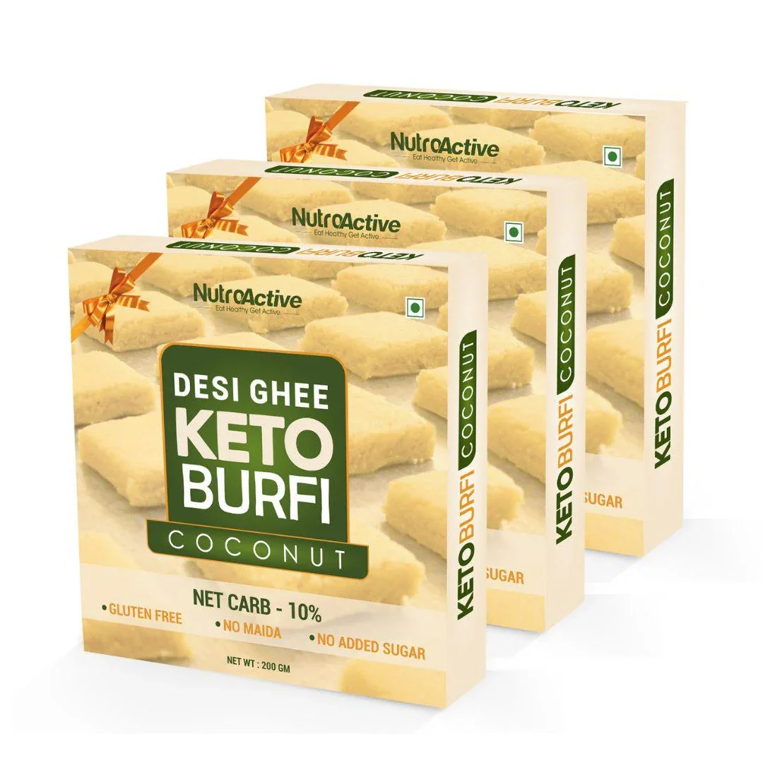 NutroActive Desi Ghee Keto Coconut Barfi- 200g - Image 4