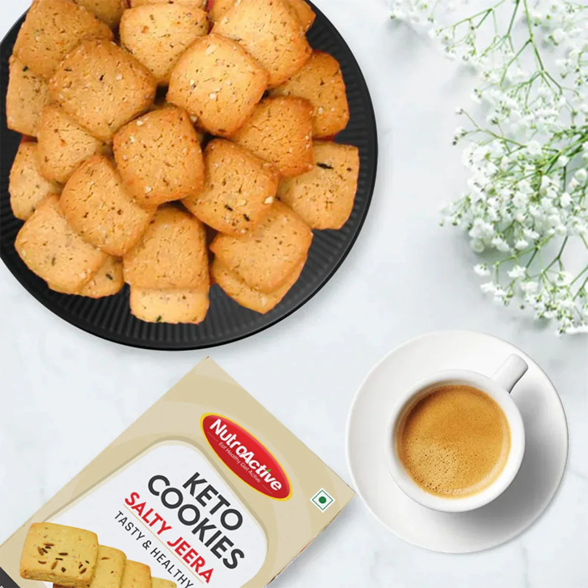 NutroActive Keto Jeera Cookies Salted 0.5g Net Carb Zero Sugar - 200g - Image 6