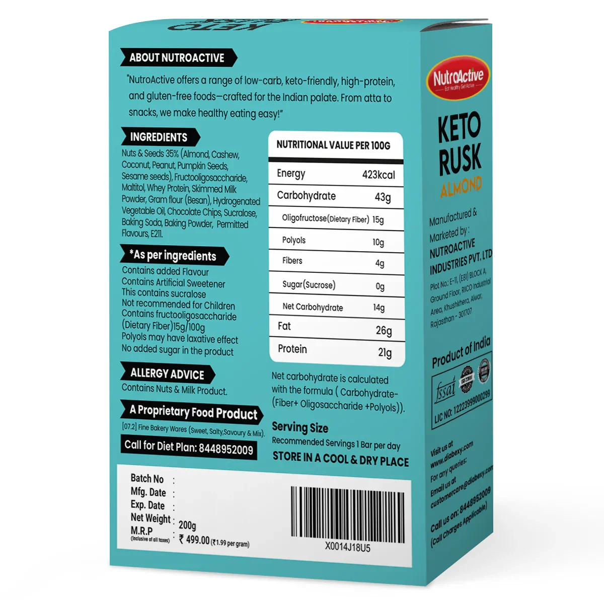NutroActive Keto Rusk- 200g - Image 2