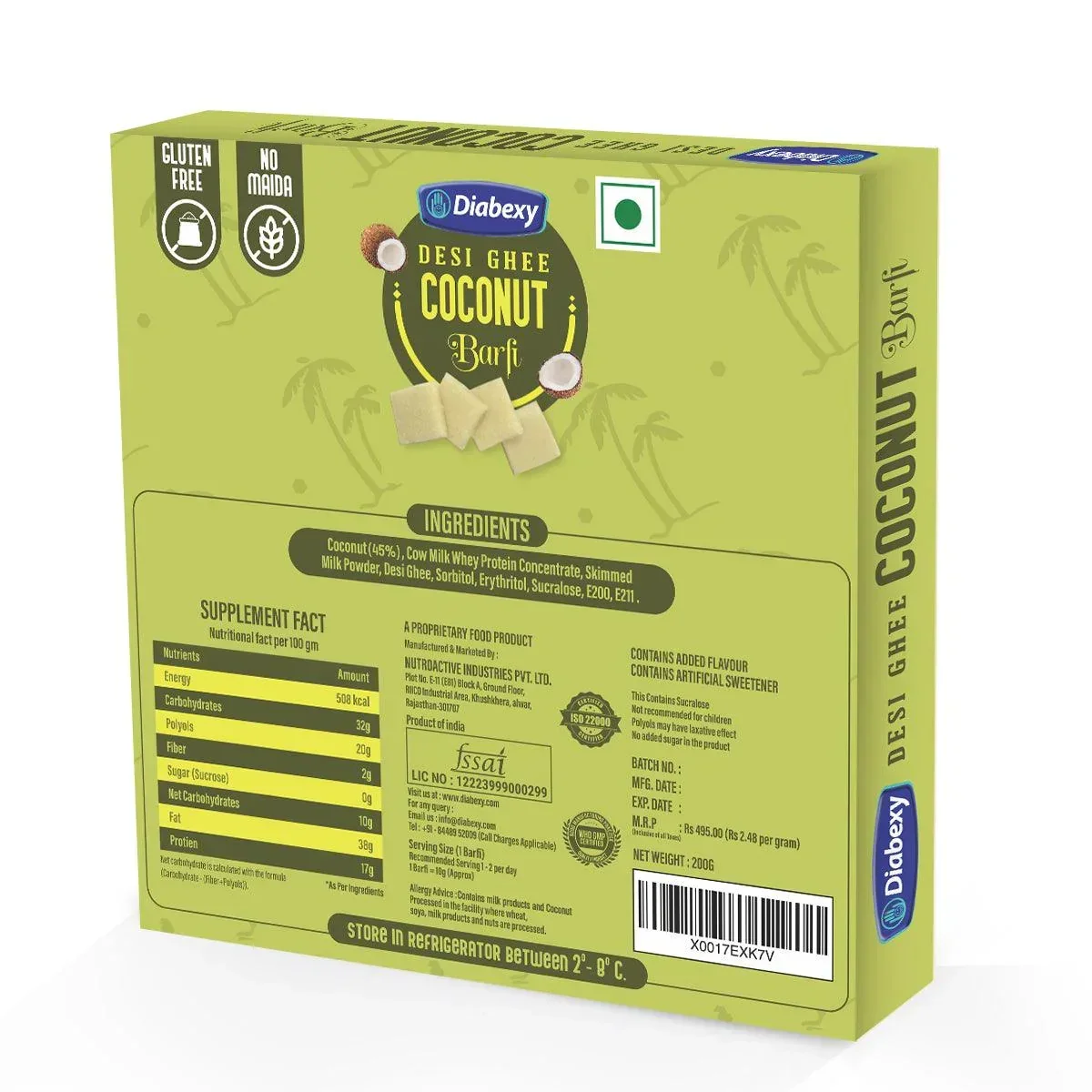 Diabexy Desi Ghee Barfi Combo (Coconut & Kaju) 200g Each - Image 2