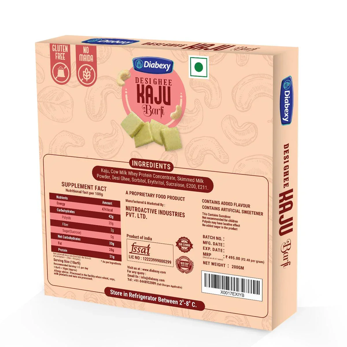 Diabexy Desi Ghee Barfi Combo (Coconut & Kaju) 200g Each - Image 3